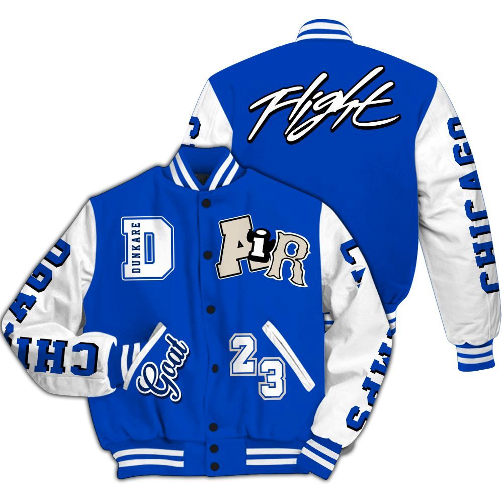 Varsity Jacket To Match Low Game Royal 1s Shirt, AIR Number 23 GOAT Graphic All Over Print