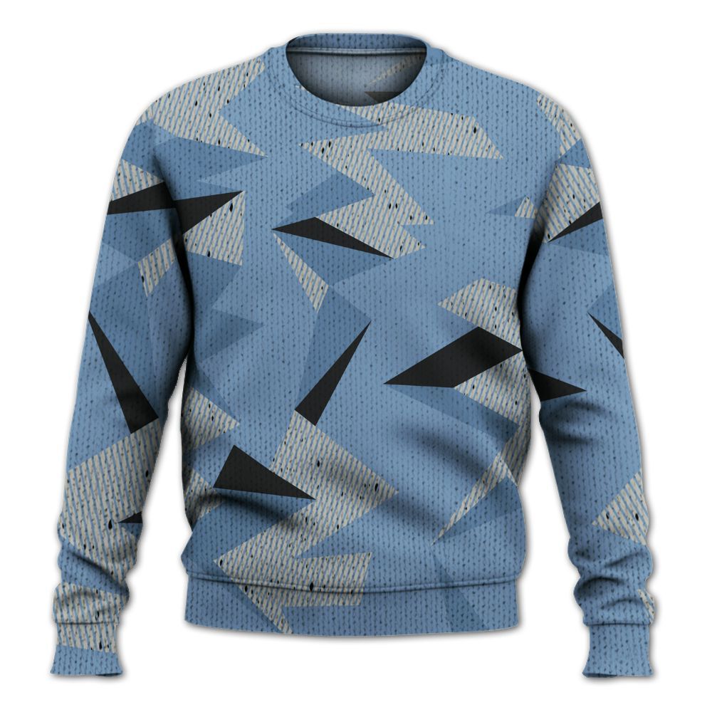 Knitted Sweater To Match University Blue 4s - Geometric Camouflage Pattern