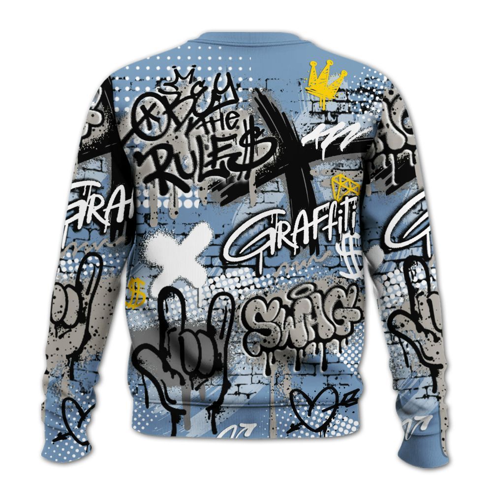 Sweatshirt To Match University Blue 4s - True It Real Graffiti Streetwear All Over Print