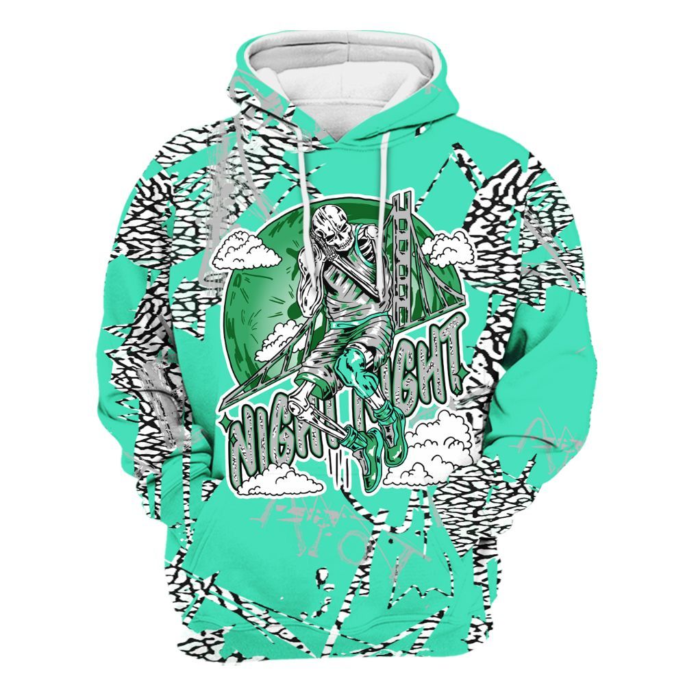 Hoodie To Match Black Green Glow 3s - Seeya Skeleton Messyz All Over Print