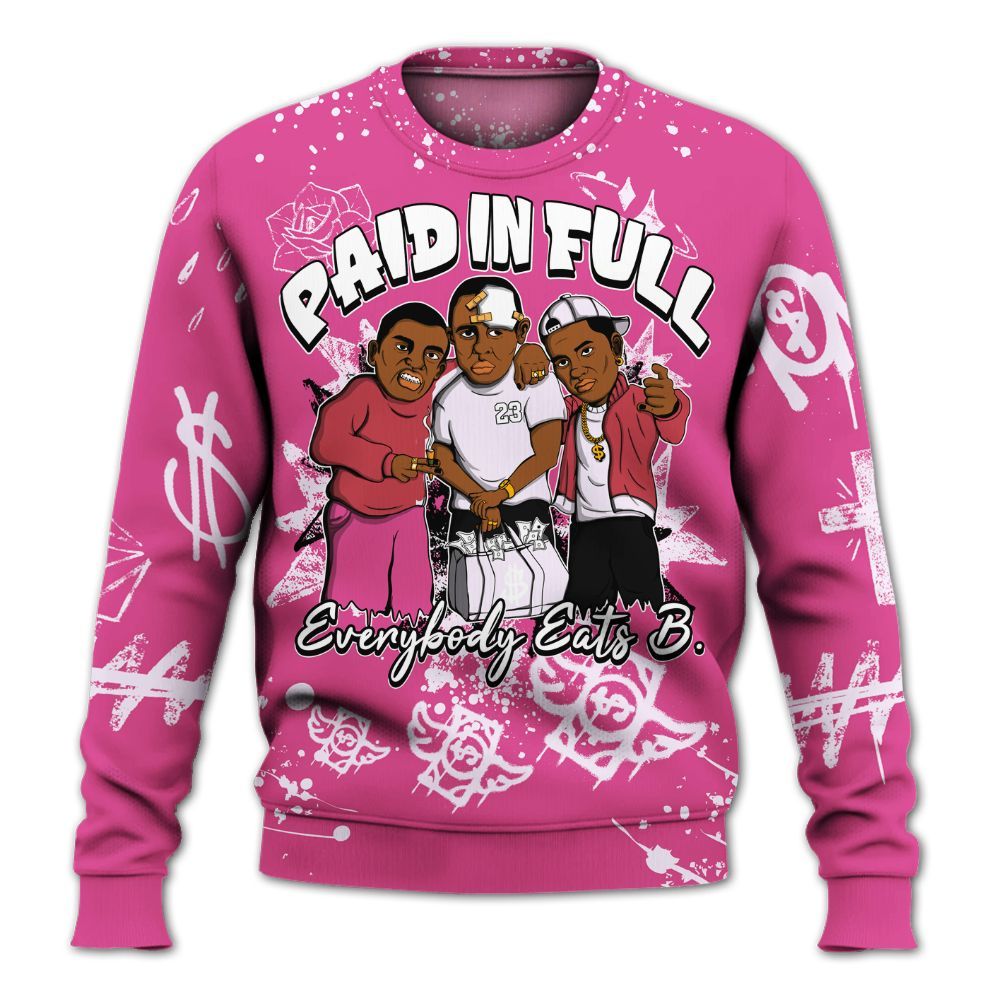 Sweatshirt To Match KD 4 Aunt Pearl - Everybody Paid In Full Crayon All Over Print