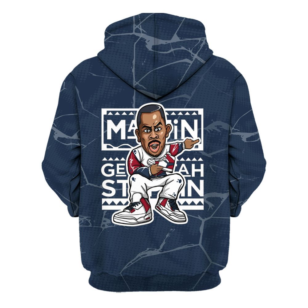 Hoodie To Match White Midnight Navy 6s - Get Tag Sneakers Steppin' Graphic Crack All Over Print