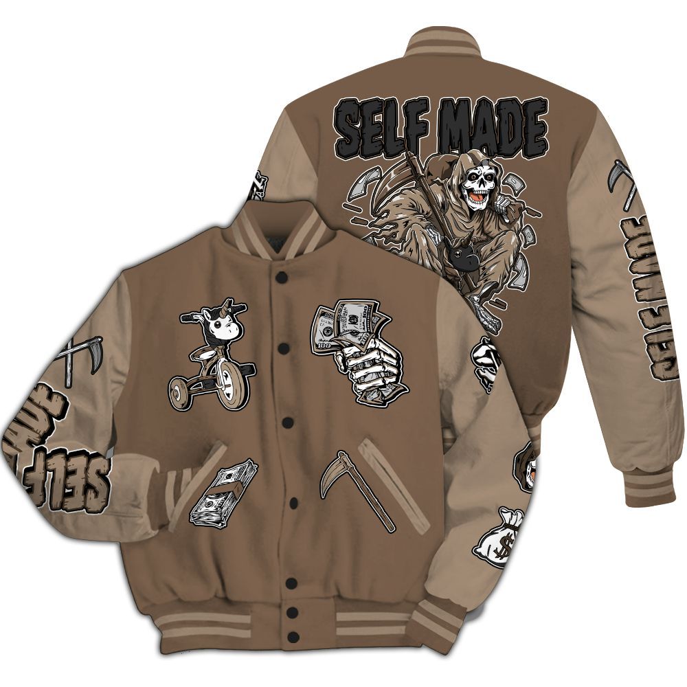 Varsity Jacket To Match Dark Mocha Jack - Self Make Skeleton All Over Print