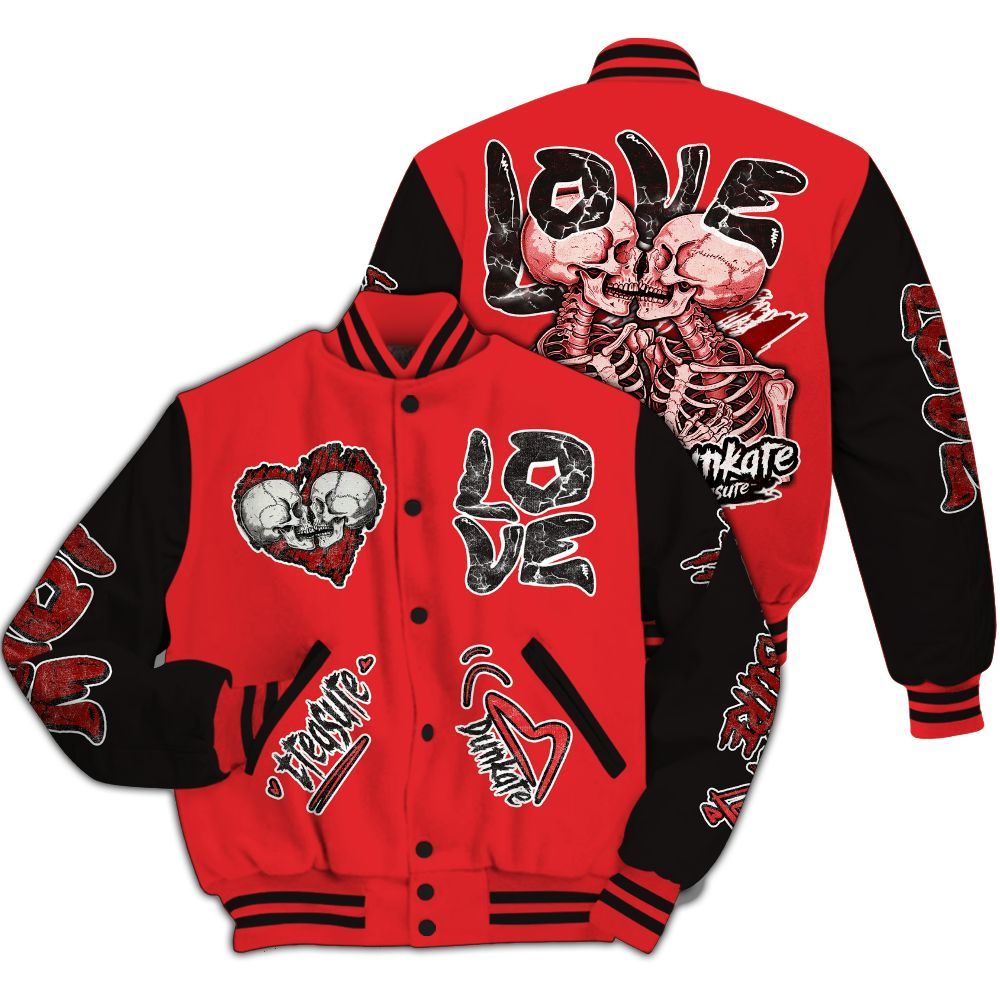Varsity Jacket To Match Chile Red 9s - Skull Bear All Over Print