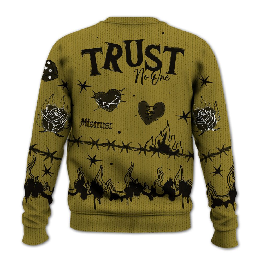 Knitted Sweater To Match Air Flightposite Metallic Gold - Trust No One Snake-Bite Doodle Crayon