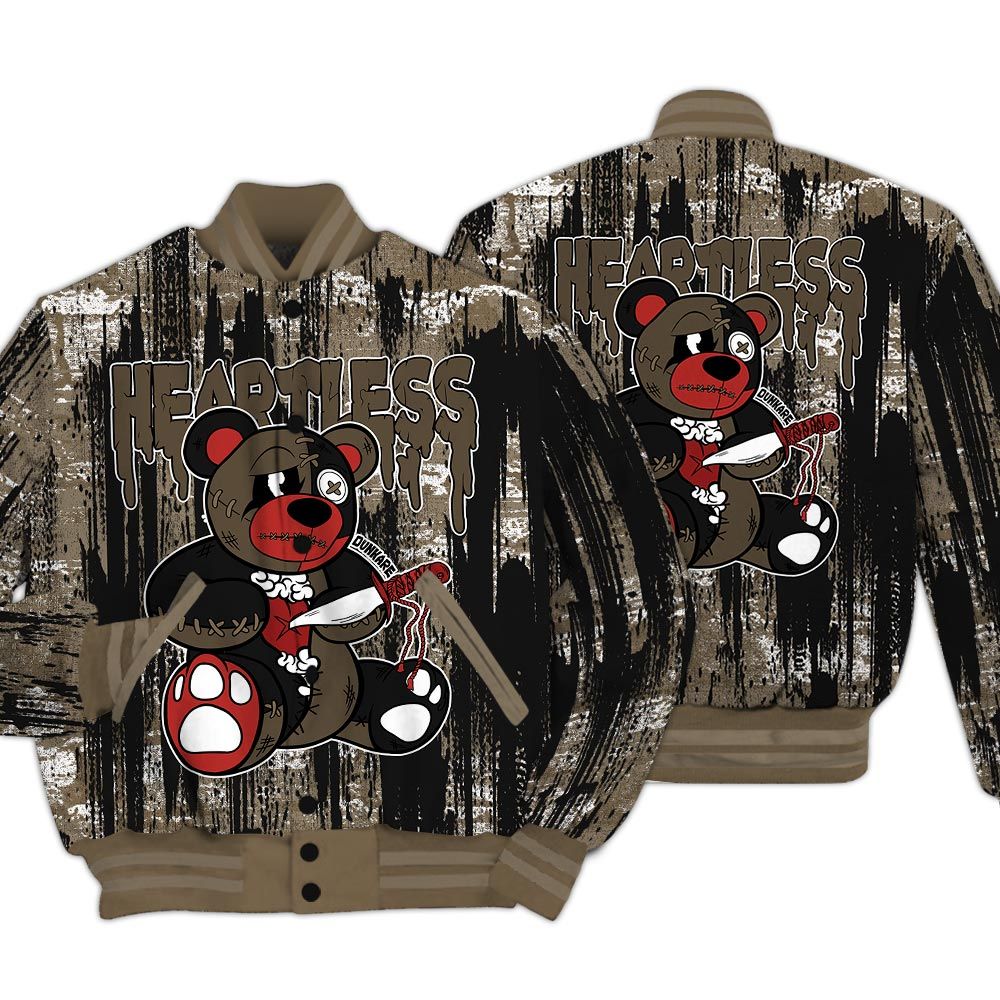 Varsity Jacket To Match Olive 9s - Heartless Bear Glitch Art Varsity Jacket Unisex