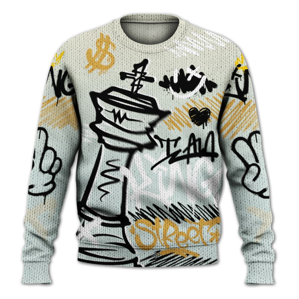 Knitted Sweater To Match Pure Platinum 4s - Street King Chess Streetwear