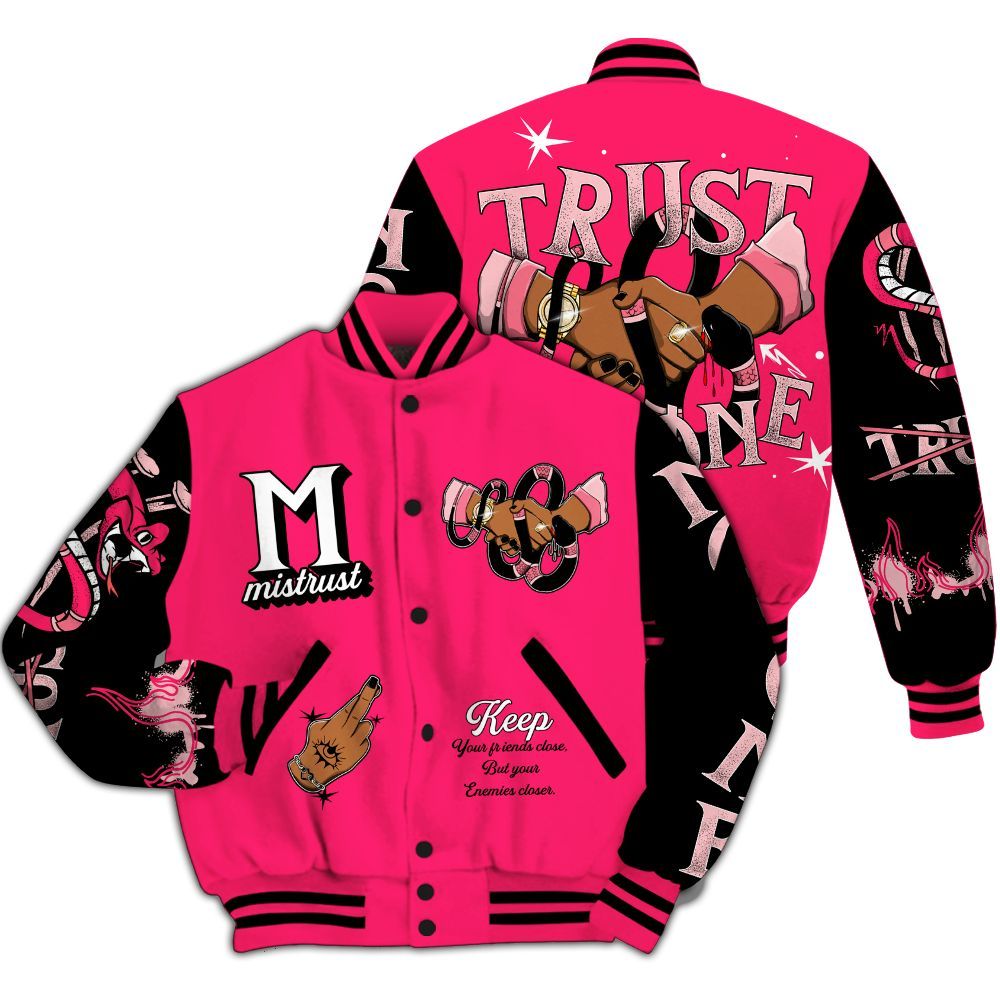Varsity Jacket To Match A'One Hyper Pink Shirt, Trust No One Snake-Bite Street Style All Over Print