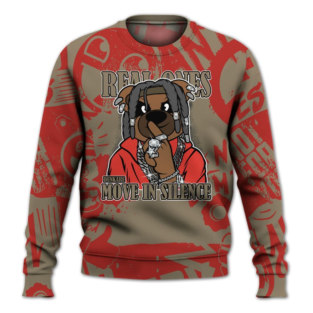 Sweatshirt To Match Olive 9s - Silent Achievers Bear Monogram Graffiti All Over Print