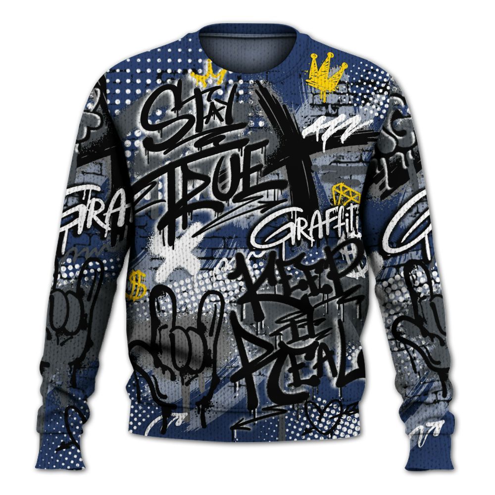 Knitted Sweater To Match Retro Flint 13s - True It Real Graffiti Streetwear
