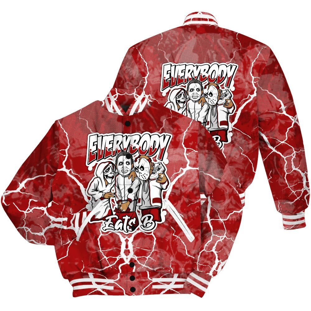 Varsity Jacket To Match Red Taxi 12s Shirt - Everybody Eatin B Graphic Halloween All Over Print