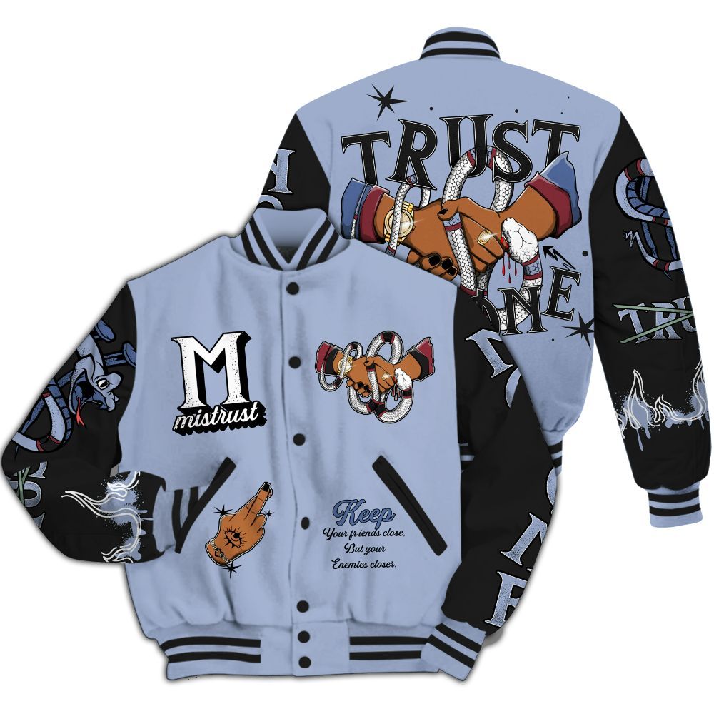 Varsity Jacket To Match Black Metallic 5s - Trust No One Snake-Bite Street Style All Over Print
