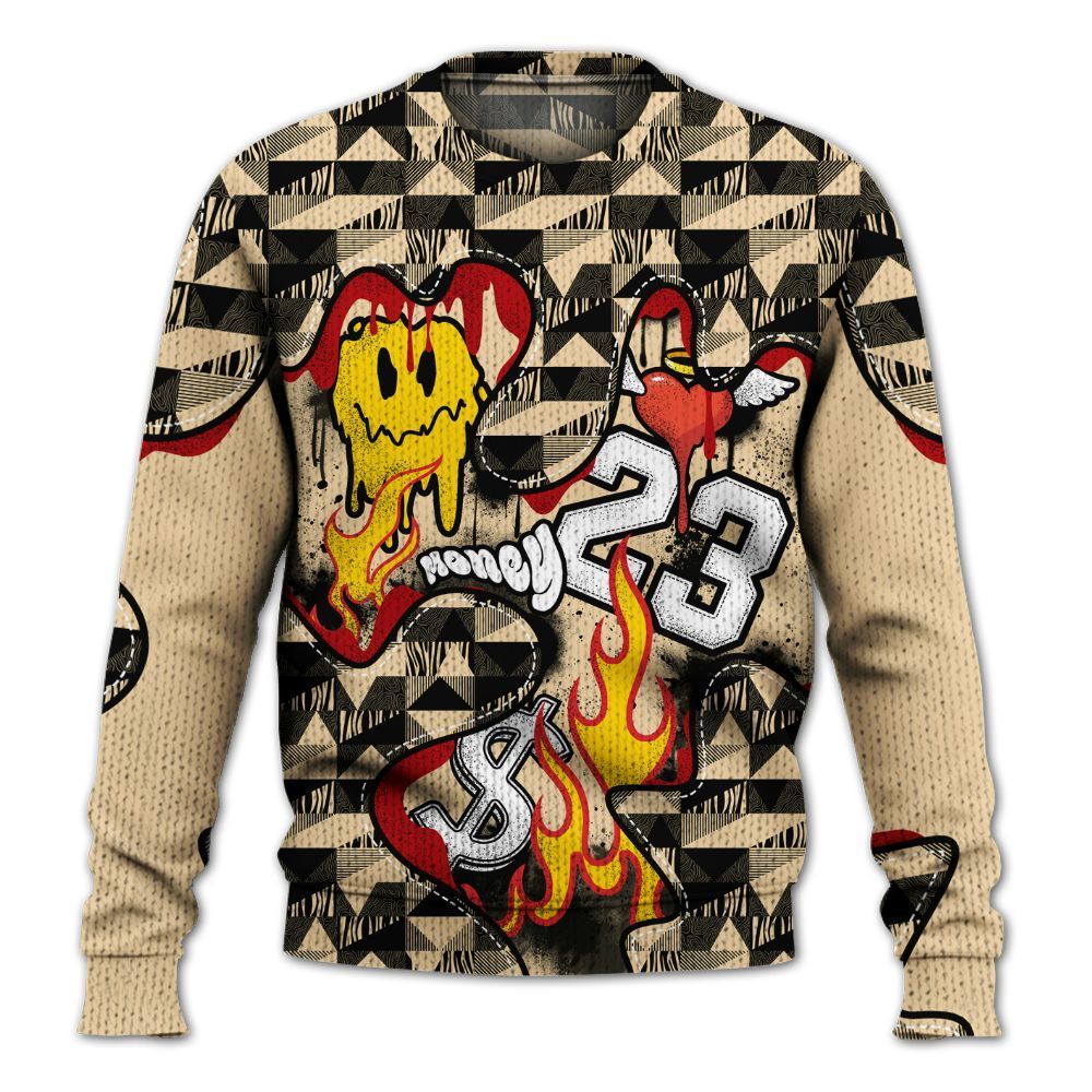 Knitted Sweater To Match Dunk Low Strawberry Waffle - 23 Smile Burning Heart