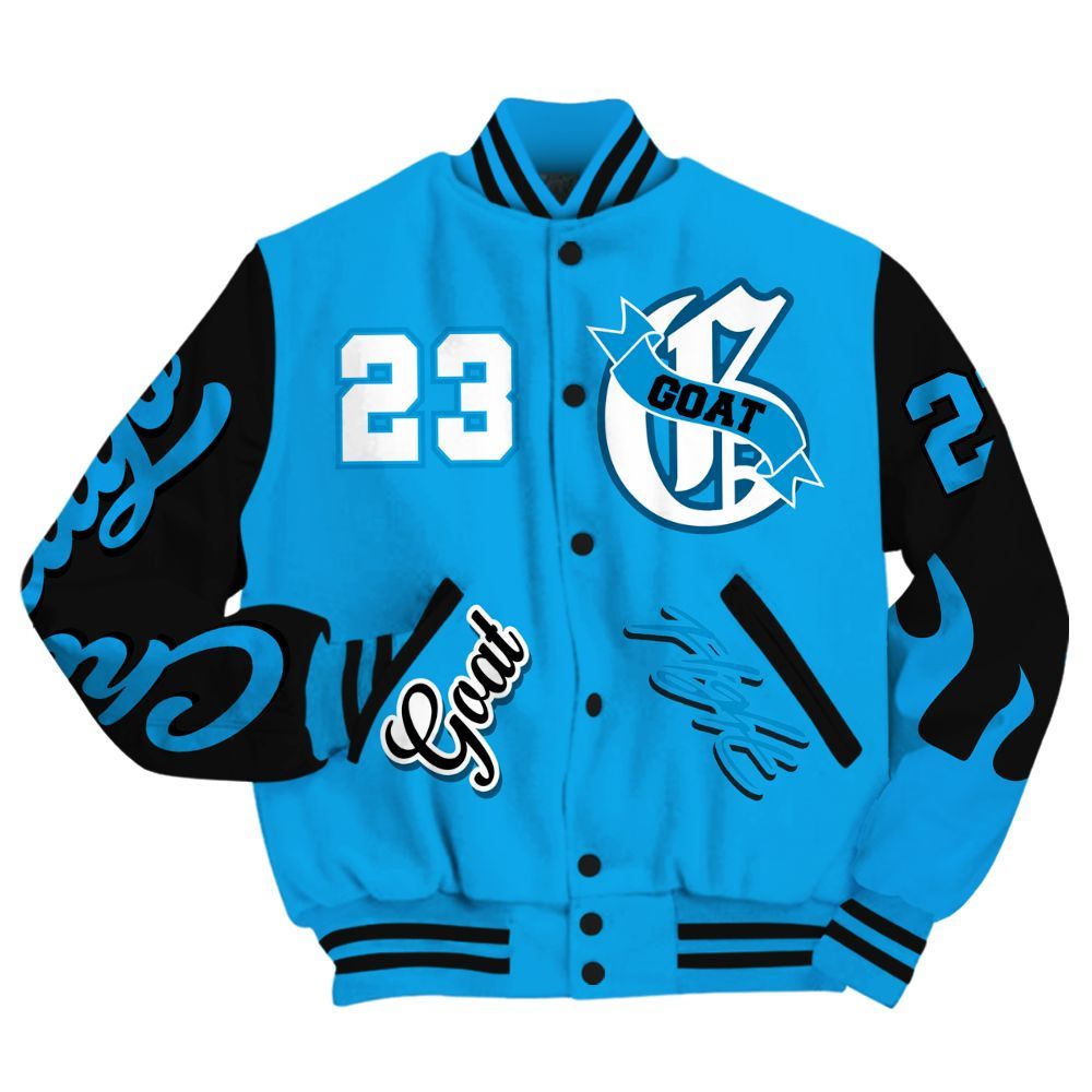 Varsity Jacket To Match Black University Blue 2022 13s - The G.O.A.T Flight Streetwear All Over Print