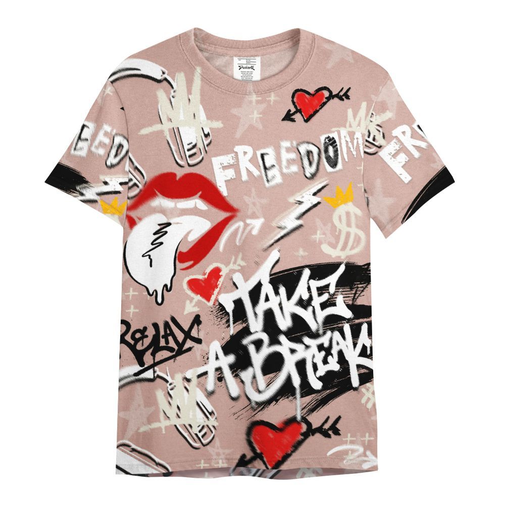 Shirt To Match Air Force Low 1 Arctic Orange - Take Break Freedom Graffiti Streetwear All Over Print