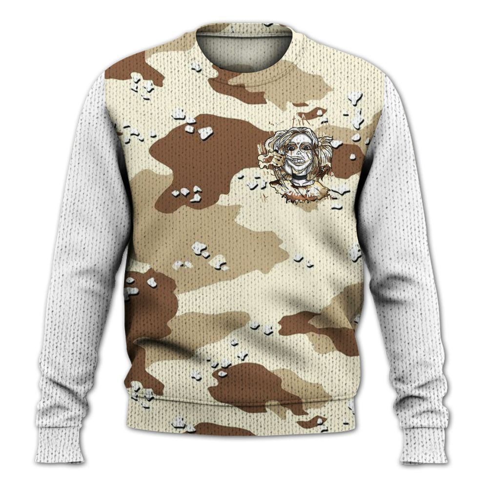 Knitted Sweater To Match Desert Camo 3s, Custom Name Bad Girl HAHA