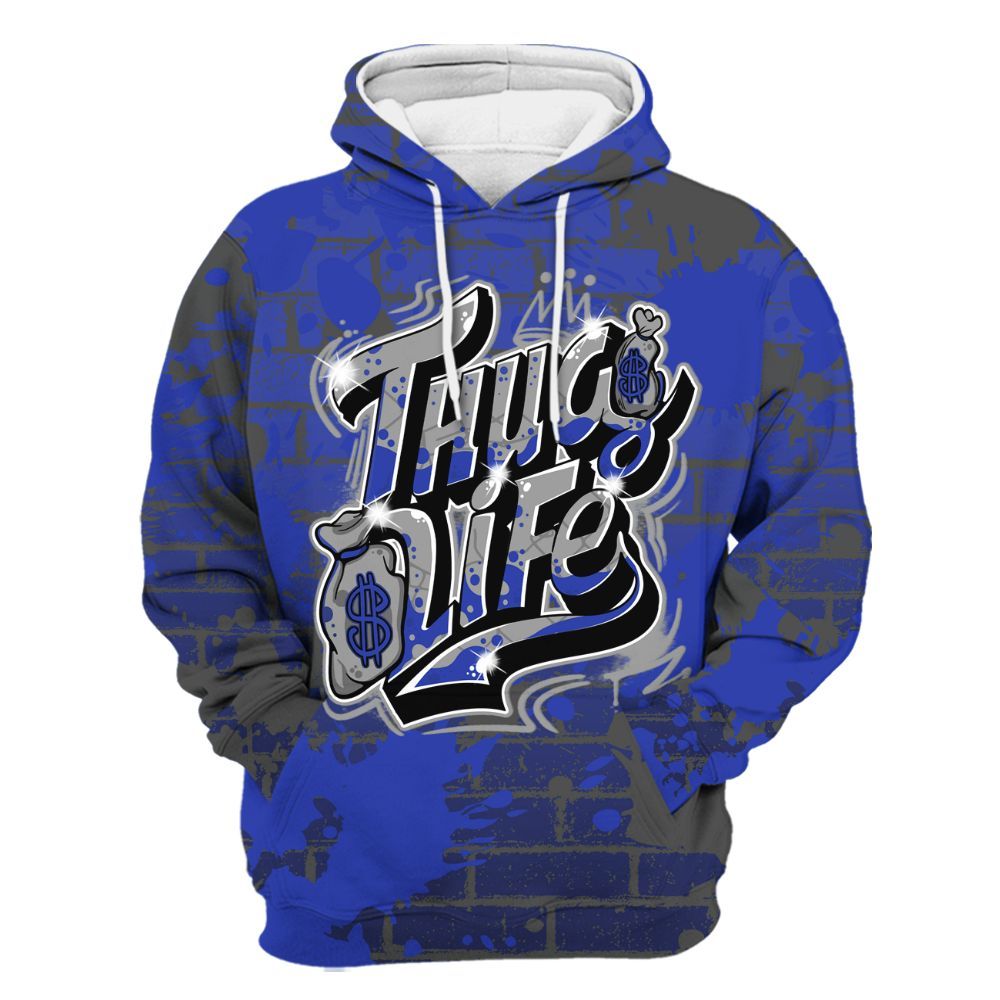 Hoodie To Match Air Max Plus Black Racer Blue - Free Thug Living Graphic Brick Art All Over Print