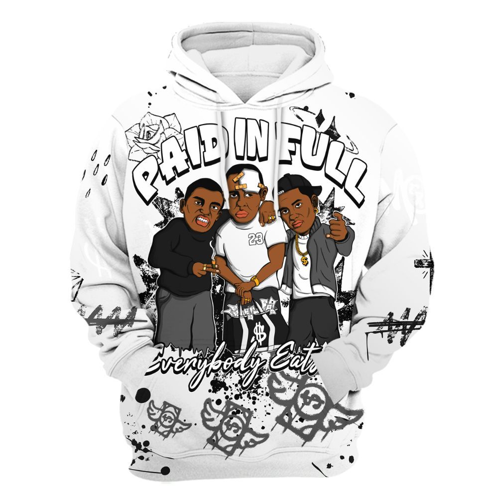Hoodie To Match Low Black Pack 14s - Everybody Paid In Full Crayon All Over Print
