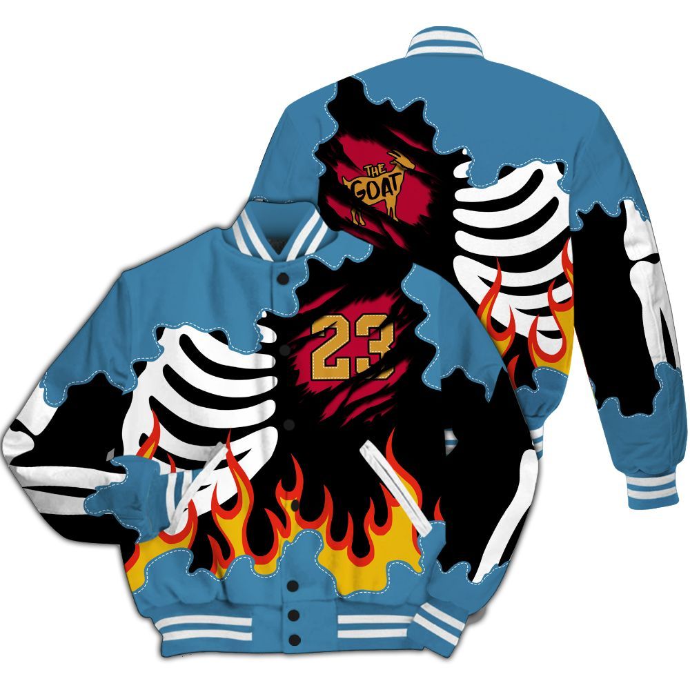 Varsity Jacket To Match GS Messy Room 4s - Burning Skeleton 23 G.O.A.T All Over Print