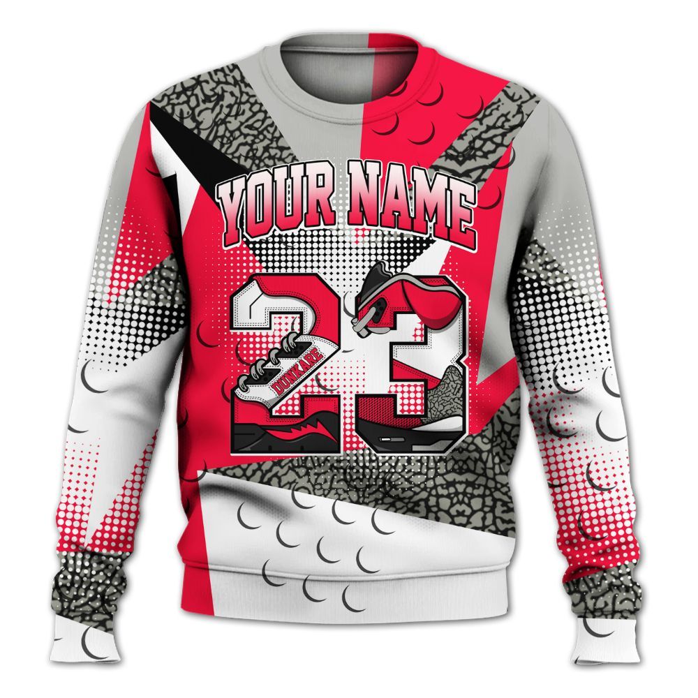 Sweatshirt To Match Retro Fire Red 3s - Poly Custom Name Number 23 5s All Over Print