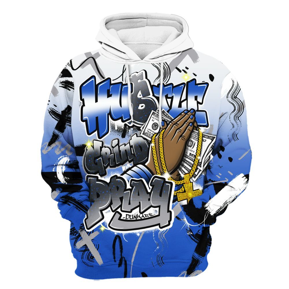 Hoodie To Match Retro Stealth 5s - Money Hustle Grind Pray All Over Print