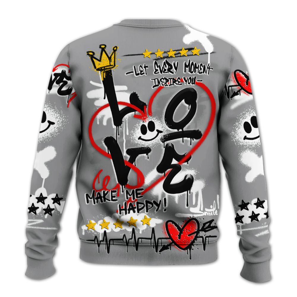 Sweatshirt To Match Retro Stealth 12s - Happy Love Beats Graffiti Streetwear All Over Print