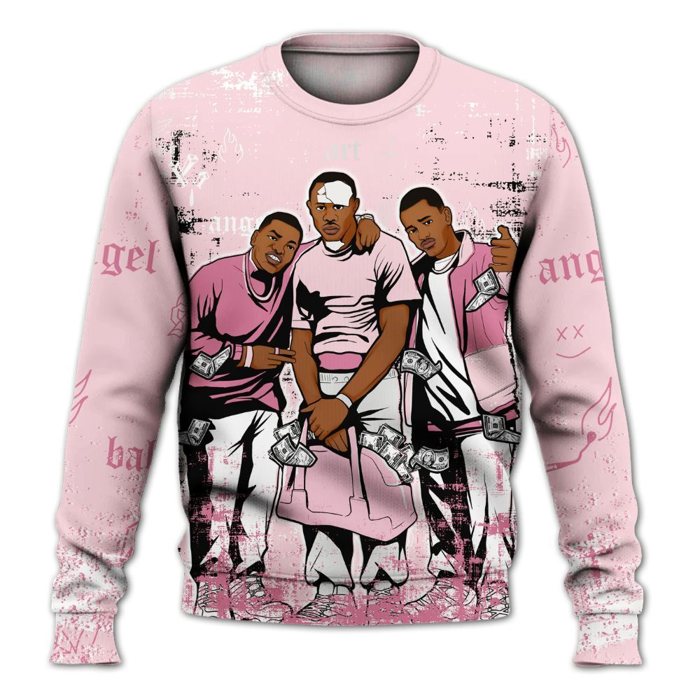 Sweatshirt To Match GS Pearl Pink 12s Shirt, Paid In Full Money All Over Print