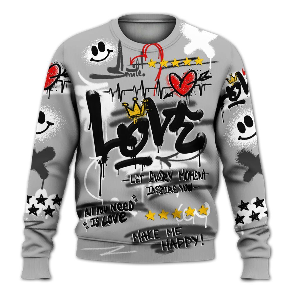 Sweatshirt To Match NOCTA Black 2s - Happy Love Beats Graffiti Streetwear All Over Print