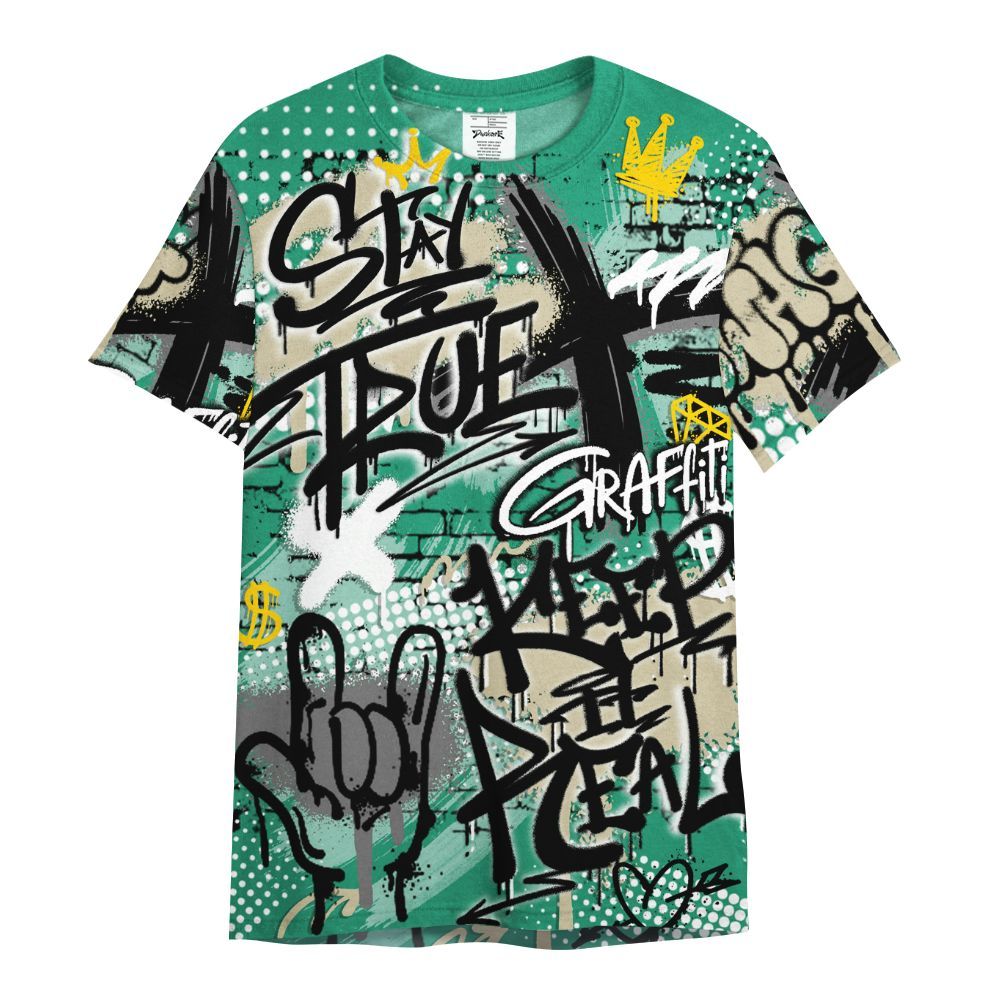 Shirt To Match Pine Green 4s - True It Real Graffiti Streetwear All Over Print