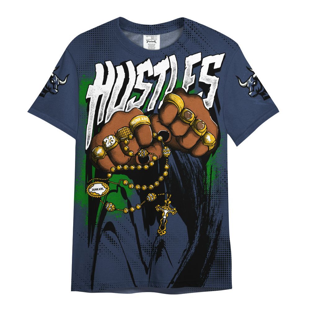 Shirt To Match Midnight Navy 13s - Hustle Make Money All Over Print