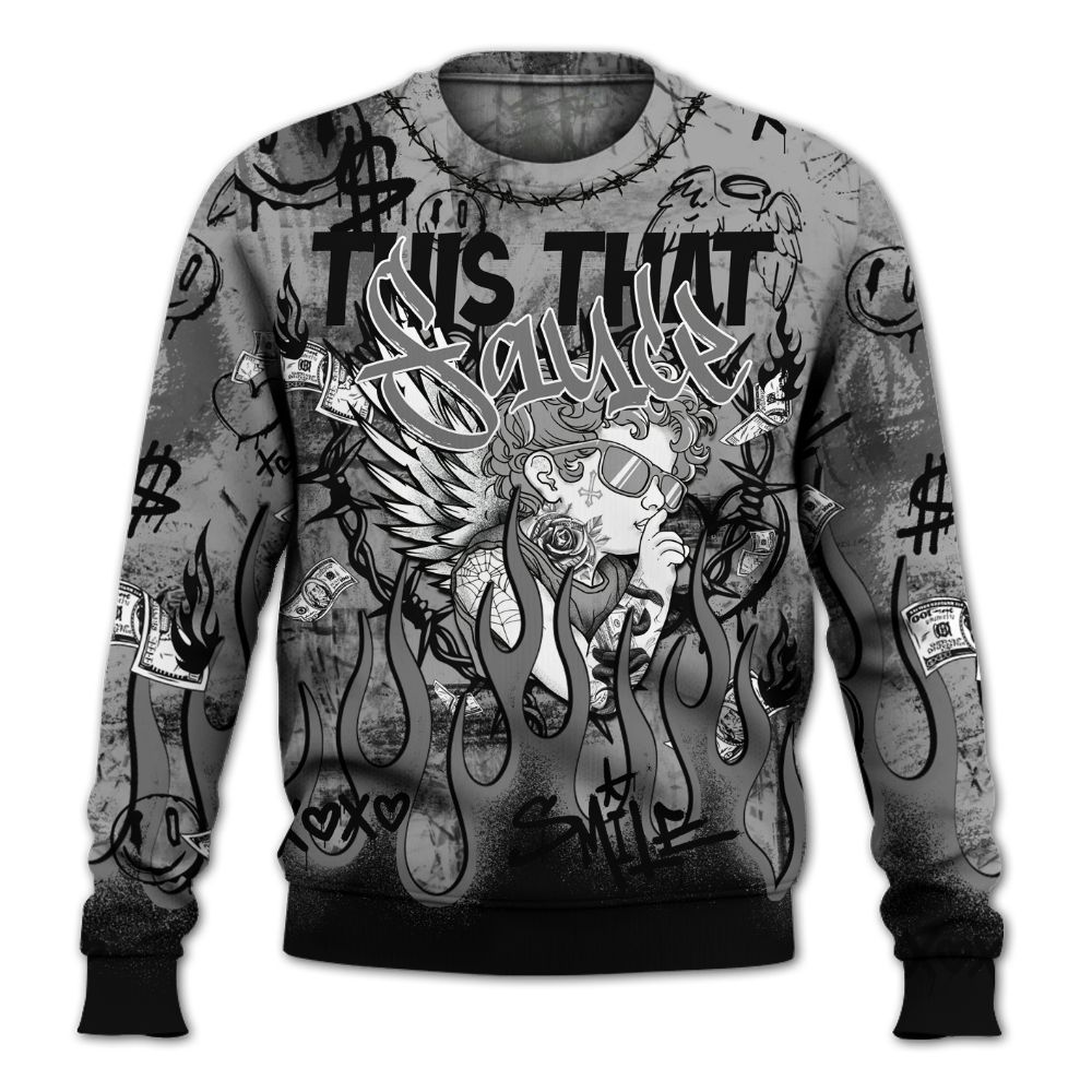 Sweatshirt To Match Black Wolf Grey 12s - This That Sauce Angel All Over Print