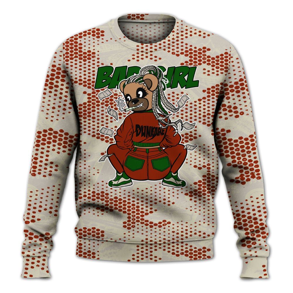 Sweatshirt To Match El Grito 5s - Rebellious Girl Bear Banknotes Art All Over Print