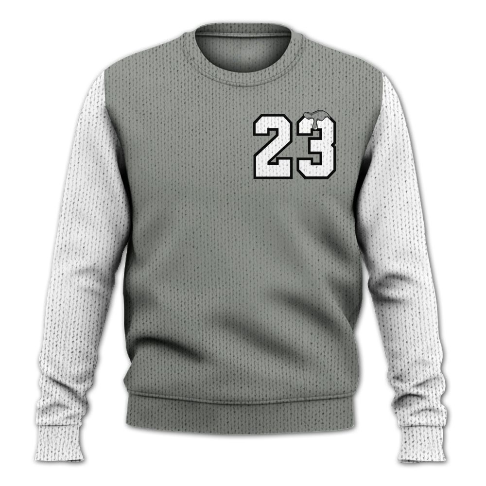 Knitted Sweater To Match Paris Cement Grey 4s, Custom Name Number 23 Drip
