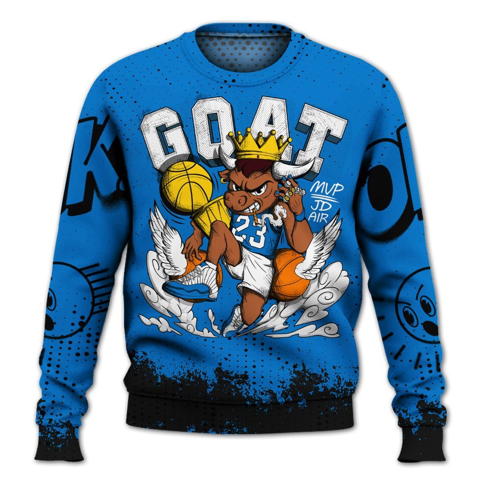 Sweatshirt To Match Blueberry 12s - FlightMan Number 23 G.O.A.T All Over Print