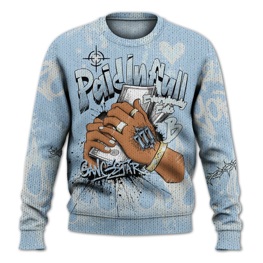 Knitted Sweater To Match Forget Me Not 4s - Lucky Money Paid In Full Graffiti