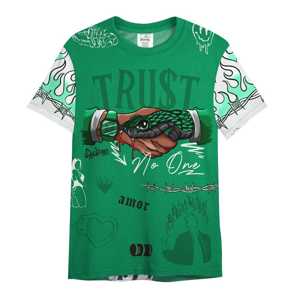 Shirt To Match Mid Lucky Green 1s - Snake Trust No One All Over Print