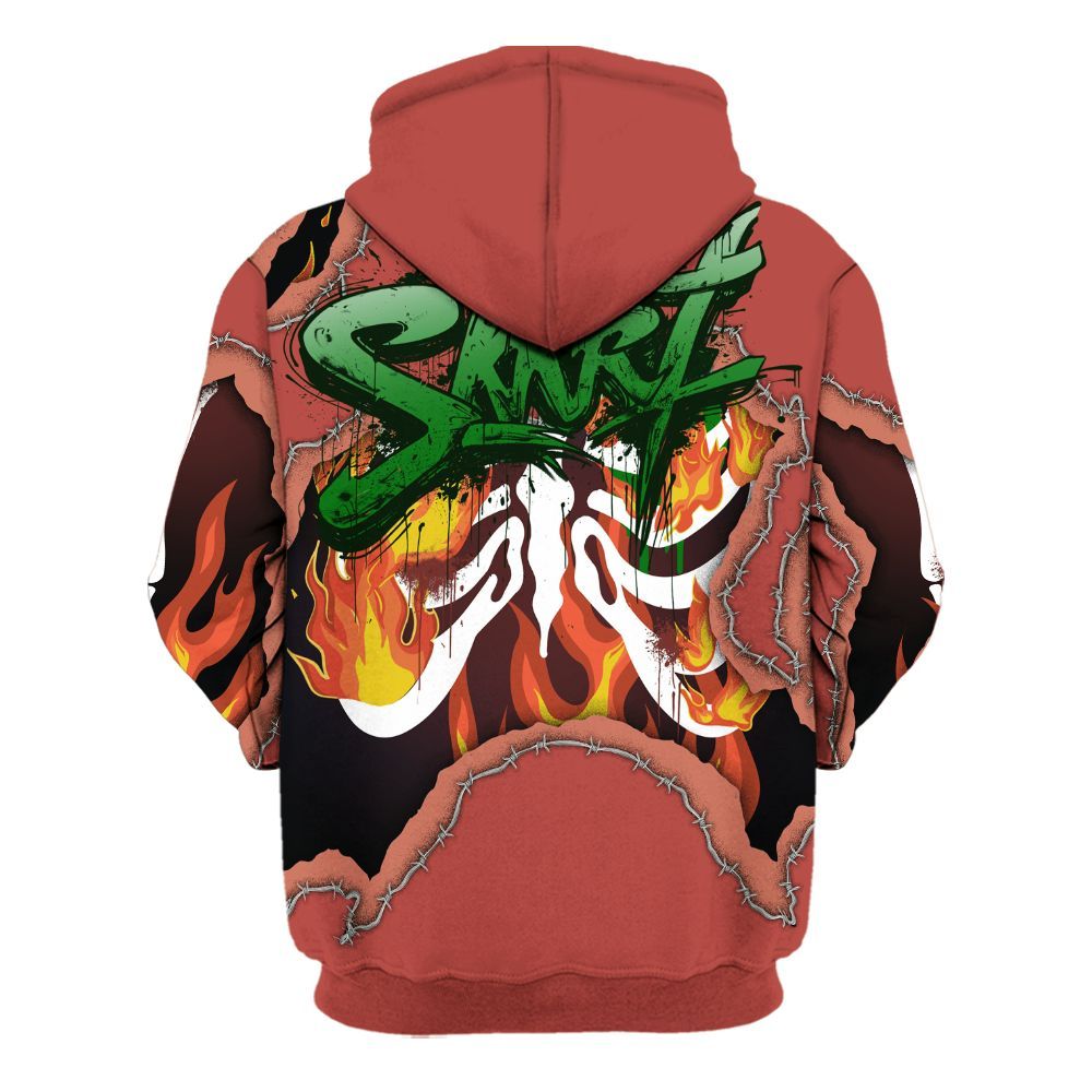 Hoodie To Match Dune Red 13s - Skeleton On Fire Skrrt All Over Print