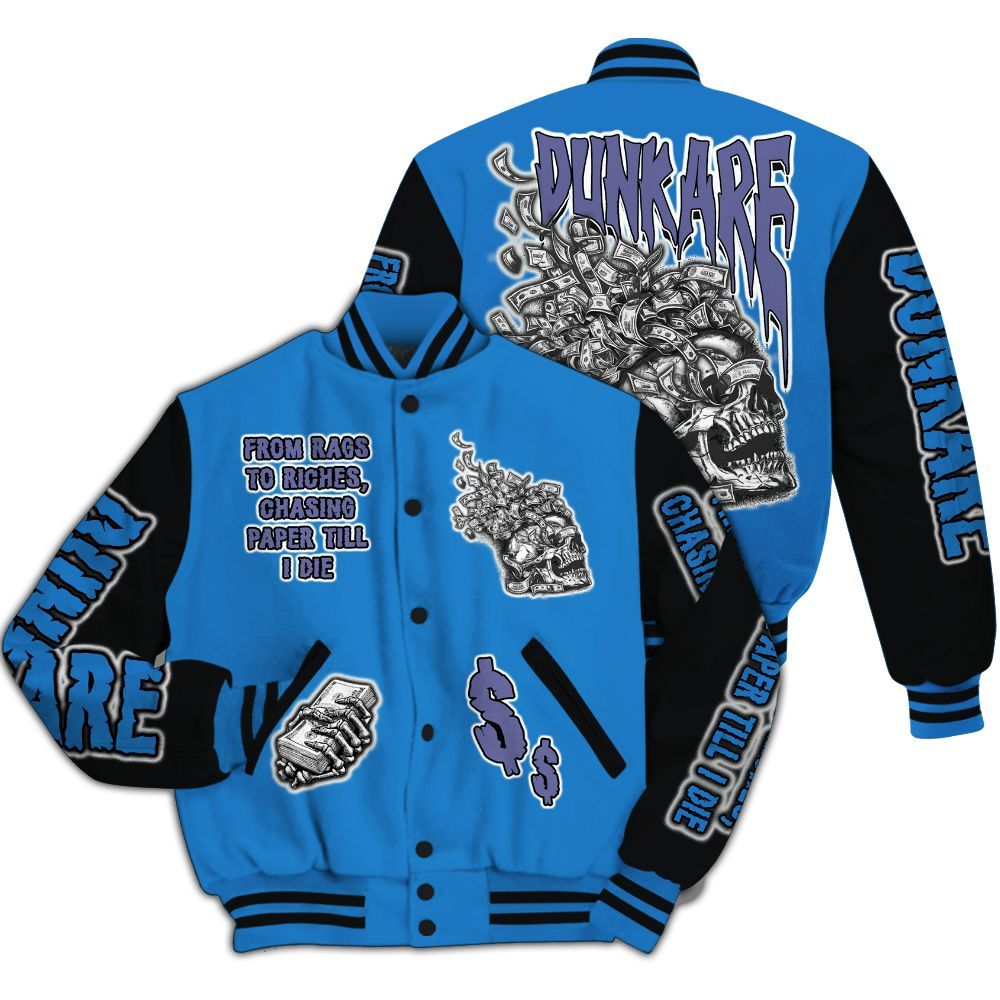 Varsity Jacket To Match Hi-Res Blue 700s - From Rags To Riches All Over Print