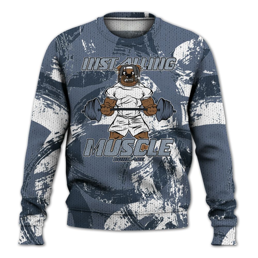 Knitted Sweater To Match Low Diffused Blue 11s - Installing Muscle Bear Circle Slpash