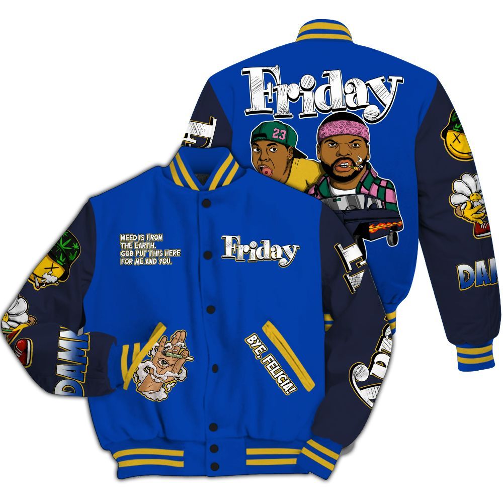 Varsity Jacket To Match Brazil Racer Blue Yellow 3s - Friday Sneaker Stress Style All Over Print