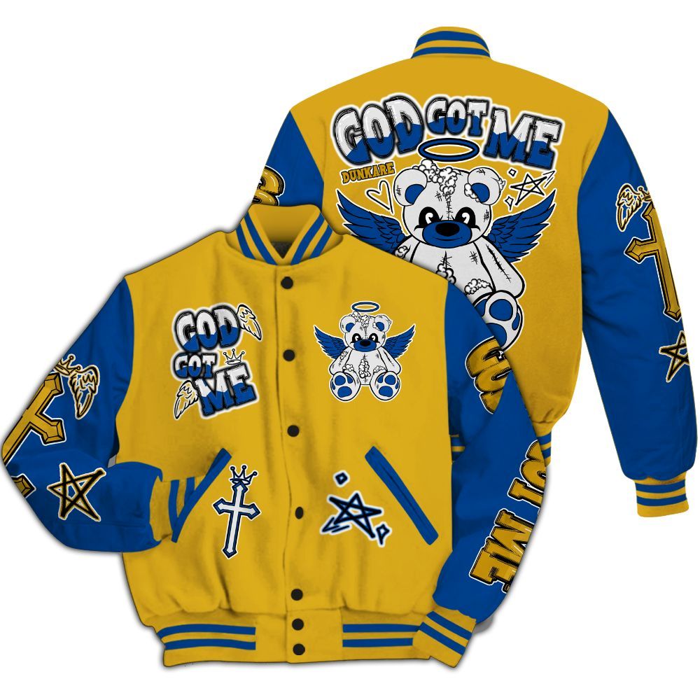 Varsity Jacket To Match High Laney 1s - Gods Guides Me Bear All Over Print