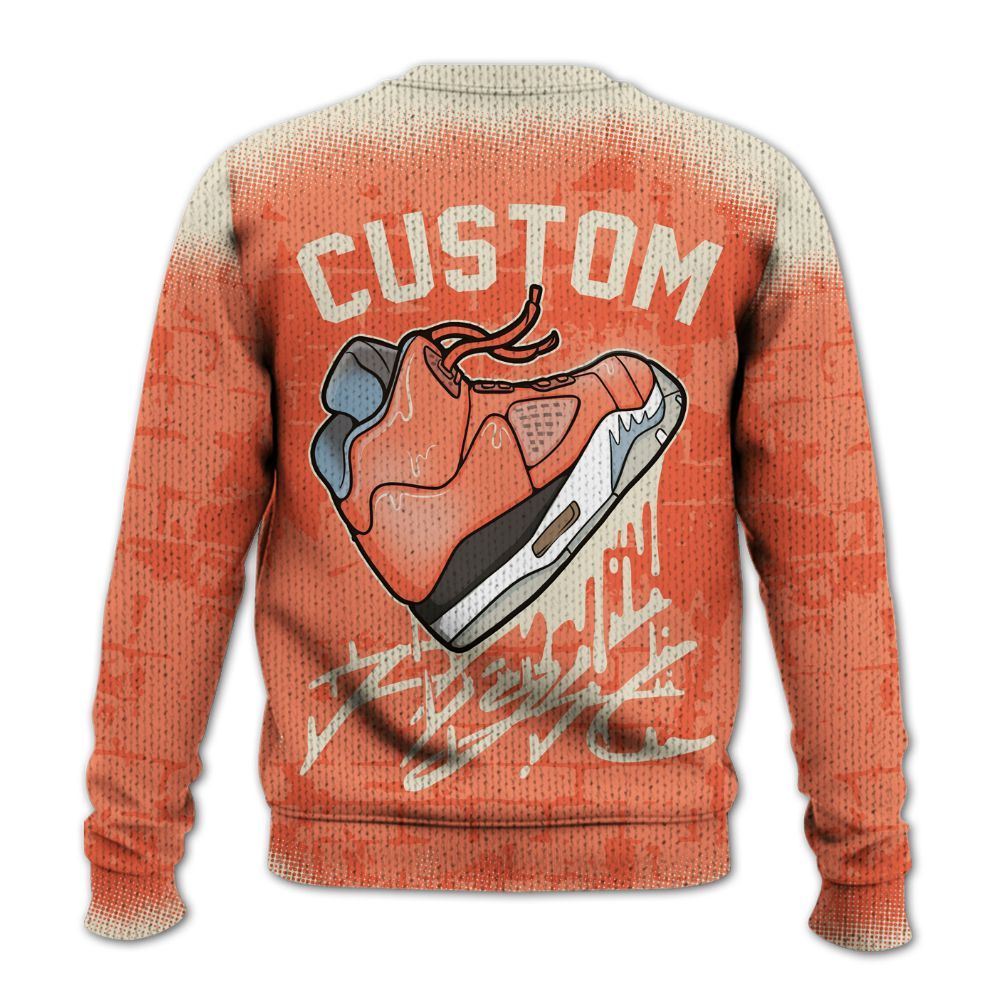 Knitted Sweater To Match DJ Khaled Crimson Bliss 5s - No.5 Drip Graphic Custom Name