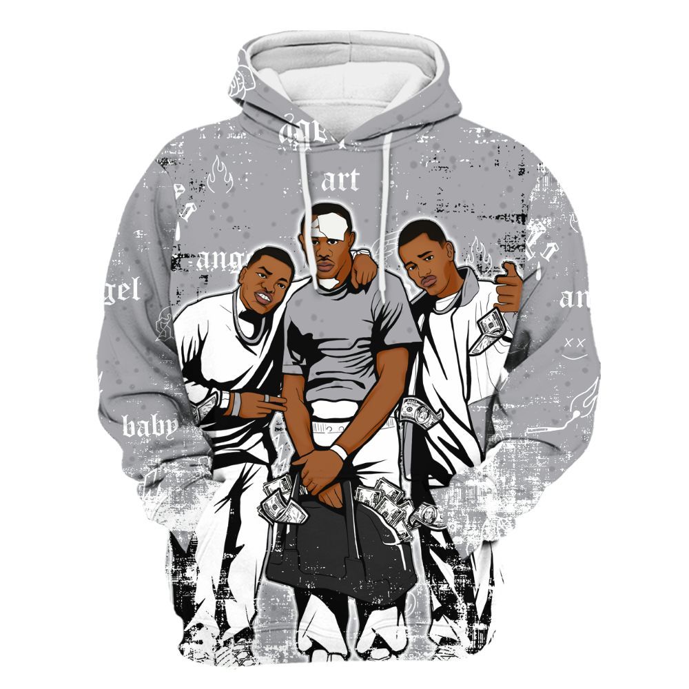 Hoodie To Match White Cement 4s - Paid In Full Money All Over Print