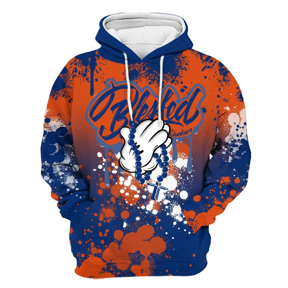 Hoodie To Match Mid Knicks 1s - God Blessed Ink Drip All Over Print