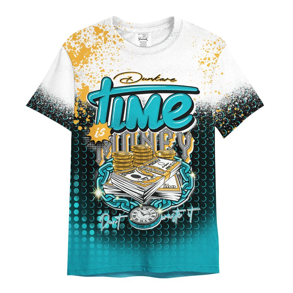 Shirt To Match Retro Aqua 5s - Halftone Time Is Money All Over Print