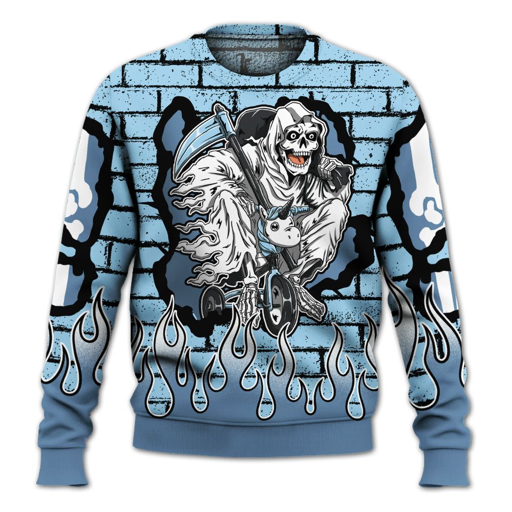 Sweatshirt To Match Legend Blue 11s - Self Make Skeleton Crashed All Over Print