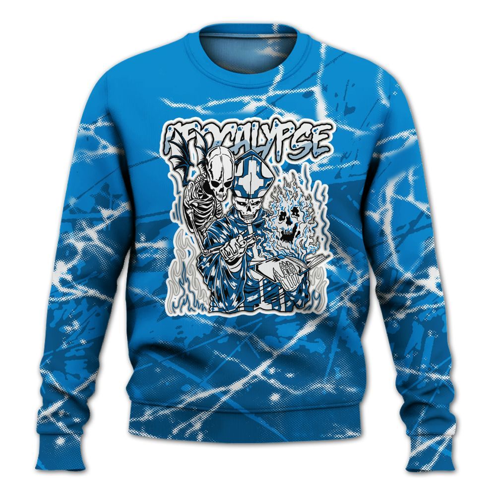 Sweatshirt To Match Military Blue 4s - Apocalypse Skeleton Profound All Over Print