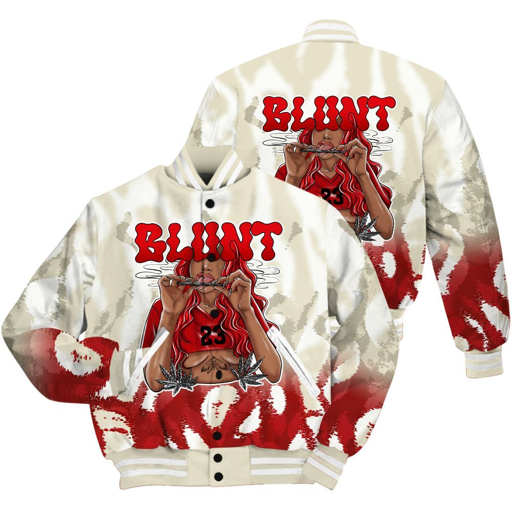 Varsity Jacket To Match Cement Grey 3s Shirt - Bluntz Burnz All Over Print