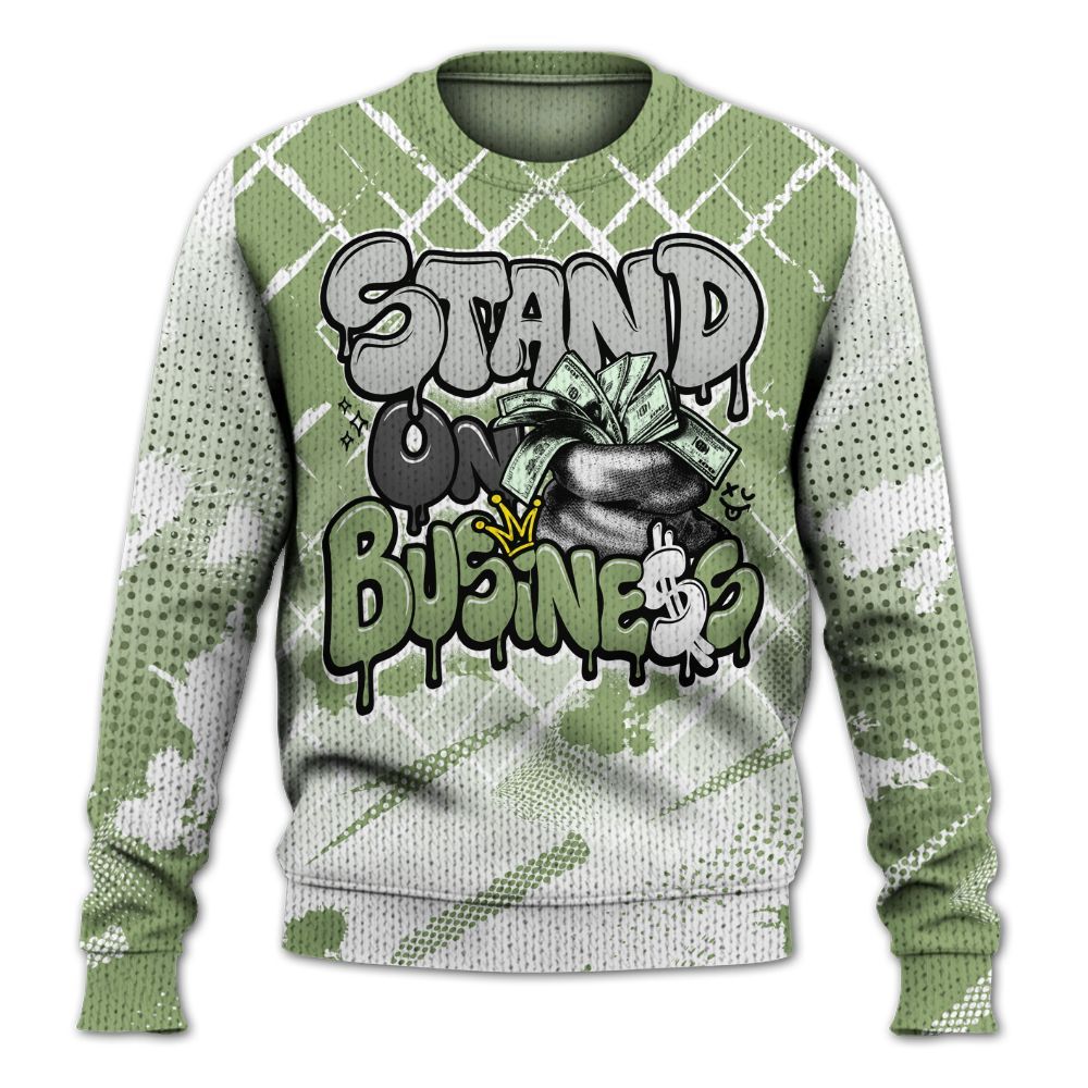 Knitted Sweater To Match Oil Green 4s - Halftone Stand Business Dripping