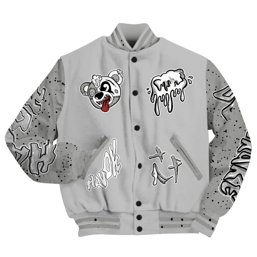 Varsity Jacket To Match Retro White Oreo 4s - Havok Bear All Over Print